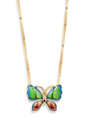 Valentino Garavani Enamel Butterfly Pendant Necklace in Gold Multi at Nordstrom