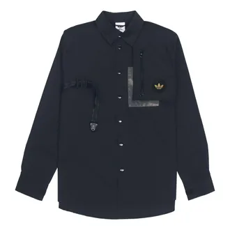 adidas originals Chest Solid Color Long Sleeves Shirt Black H58071