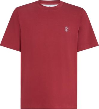 Brunello Cucinelli Jersey T-shirt with logo in Cherry at Nordstrom, Size Xxx-Large Eu