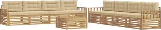 vidaXL Conjunto De Sof&aacute;s De Exterior 9 Uds. Y Beige Poli&eacute;ster Vidaxl