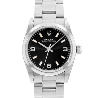 Rolex Pre-owned Rolex Oyster Perpetual 31 Automatic Chronometer Black Dial Ladies Watch 67480 BKSO