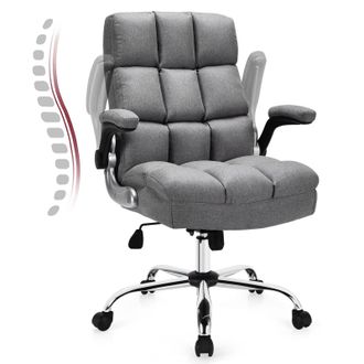 Costway Costway Executive Office Chair Ergonomic Padded High Back Swivel Computer Desk Chairs in Grey