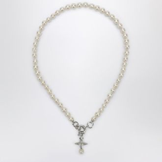 Vivienne Westwood Aleksa Pearl Necklace With Platinum Finish