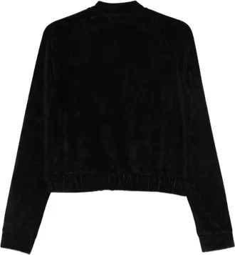 Emporio Armani Velvet Zip-Front Sweatshirt - Black