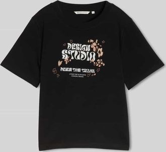 Tom Tailor Denim Regular Fit T-Shirt aus reiner Baumwolle in Black, Gr&ouml;&szlig;e XS