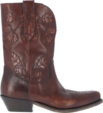Golden Goose Brown Wish Star Tonal Stitched Boots
