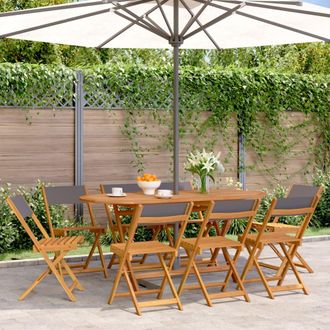 vidaXL Vidaxl - Sillas De Jard&iacute;n Plegables 8 Uds Madera Maciza Y Tela Antracita