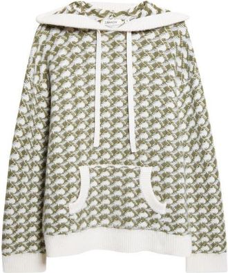 Zankov Mallone Merino Wool & Cashmere Sweater Hoodie in Ivory/Aloe Multi at Nordstrom, Size X-Small