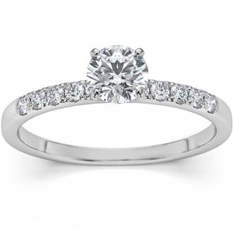 Pompeii3 1/2Ct Round Cut Diamond Engagement Ring in White Yellow or Rose Gold