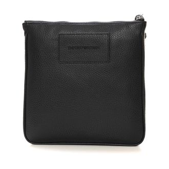 Emporio Armani Cross Body Bags, male, Black, Size: ONE SIZE Leather Shoulder Bag with Adjustable Strap
