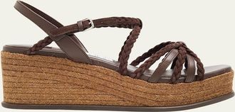 Jimmy Choo London 60mm Nyra Leather Espadrille Wedge Sandals