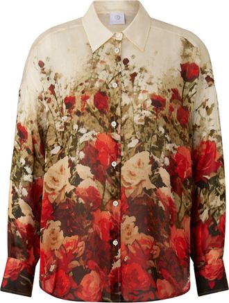 Bogner Nadine chiffon shirt blouse for women - Red/Sand - 34