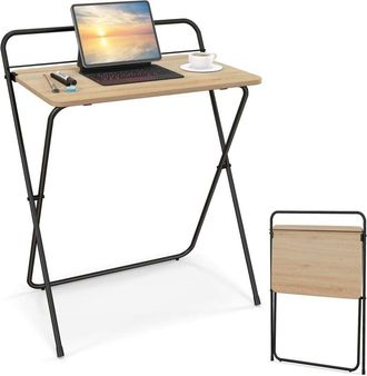 Costway Costway - Escritorio De Ordenador Plegable De 60 Cm, Escritorio Compacto Para Oficina En Casa Con Soporte Para Tableta, Escritorio De Estudio Vers&aacute;til