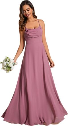 Ever-pretty Womens Formal Prom Dress Spaghetti Straps A-Line Floor Length Pink Bridesmaid Dresses Orchid 18UK
