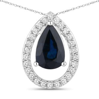 Diana M. Jewels Blue Sapphire Pears 8x5mm - 1Pc + White Diamond F/C Round 1.10mm( I1-I2/I color ) - 26Pcs