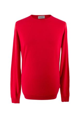 John Smedley Red Marcus Pullover Merino Wool Jumper Size S