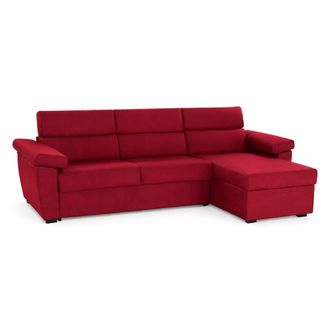 Dmora Sof&aacute; Fijo Con Chaise Longue Ceto, Desenfundable, Reversible Made In Italy, Hidr&oacute;fugo, Multiposici&oacute;n, 285x160 Cm, Rojo