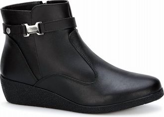 Andrea Womens Wedge Leather Booties In Black