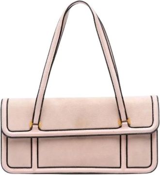 Loewe Pre-owned Shoulder Bags, female, Pink, Size: ONE SIZE Pre-owned Suede Shoulder Bag