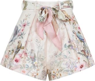 Zimmermann Rebellion Cotton Blend Mid-Rise Tuck Shorts