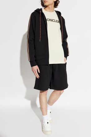 Moncler T-shirt With Embroidered Logo, Mens, Cream