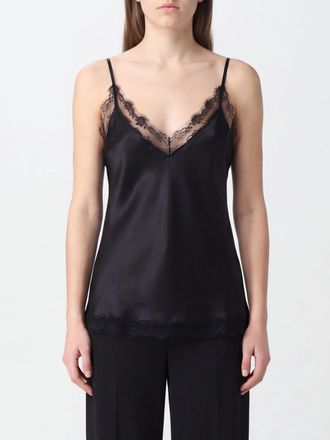 Ermanno Scervino Top in seta con scollo a V e inserti in pizzo