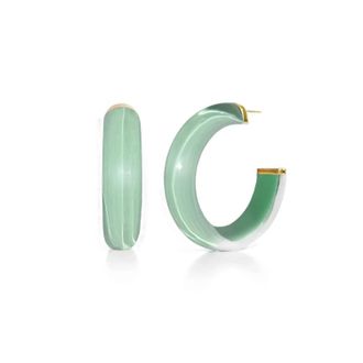Gold & Honey Womens Small Illusion Lucite Hoop Earrings In Moody Jade