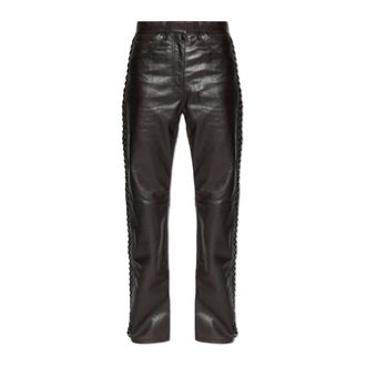 Rotate ROTATE Birger Christensen, Leather Trousers, female, Brown, Size: XS Laced Leather Pants