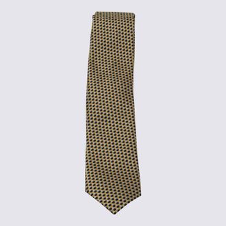 Ermenegildo Zegna Yellow And White Silk Tie
