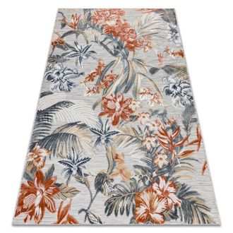RugsX Rugsx - Alfombra Estructural Botanic 65262 Flores, Tejido Plano En El Balc&oacute;n, Terraza - Gris Multicolour 117x170 Cm