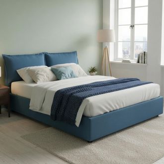 Talamo Italia Talamo Italia - Cama Matrimonial Maddalena, Cama Contenedor Con Revestimiento De Tela, 100% Made In Italy, Apertura Frontal, Adecuado Para Colch&oacute;n Cm 
