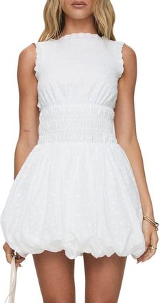 Princess Polly Vittoria Floral Eyelet Embrodiered Bubble Hem Minidress in White at Nordstrom, Size 10