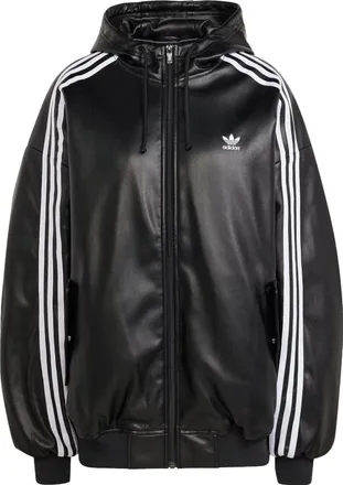 adidas (WMNS) adidas Adilenium Oversized Faux Leather Jacket Asia Sizing Black White IV9328