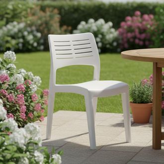 Dmora Silla De Exterior Gaeta, Asiento De Jard&iacute;n, Silla Para Mesa De Comedor, Sill&oacute;n De Exterior, 100% Made In Italy, 50x51h82 Cm, Blanco, Con Embalaje Refo