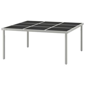 Berkfield Home Table Garden Dining Table 170x170x74.5 cm Glass & Steel in Black
