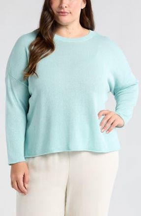 Eileen Fisher Organic Linen & Organic Cotton Sweater in Pool at Nordstrom Rack, Size 1X