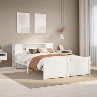 Berkfield Home Bookcase Bed without Mattress White 140x190cm Solid Wood Pine | Size: 140x190 cm