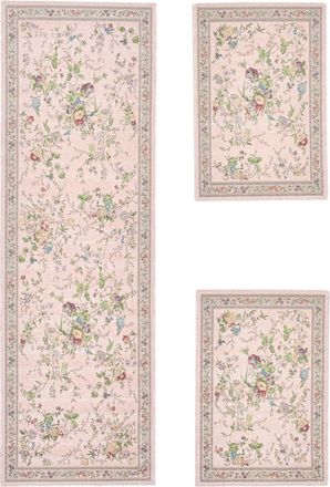 THEKO Alfombra floral tejida plana rosa 70x400 cm