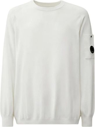 C.P. Company Maglione Girocollo in Crepe di Cotone - - Knitwear - Uomo - Bianco - XL