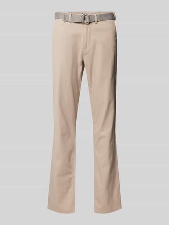 Mc Neal Slim Fit Hose mit Knopfverschluss und G&uuml;rtel in Beige, Gr&ouml;&szlig;e 110