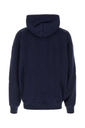Willy Chavarria Mens Navy Blue Cotton Oversize Chavarria Stripe Sweatshirt Peacoat Exterior: Felpe Sweater