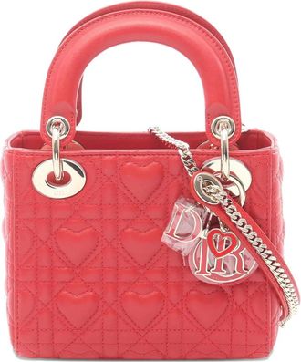 Dior 2010-2025 Micro Lambskin Heart Cannage Lady Dior handbag - Rood