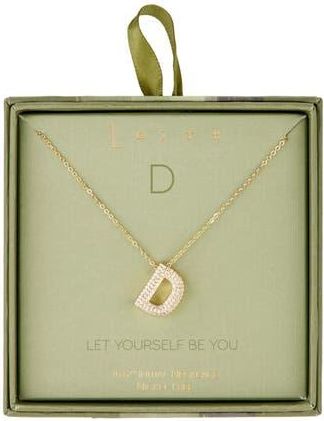 Leith Pavé Cubic Zirconia Initial Pendant Necklace in D- Clear- Gold at Nordstrom Rack