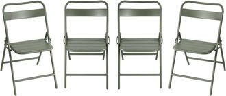 Sweeek Silla de jard&iacute;n plegable de acero, set de 4, verde kaki