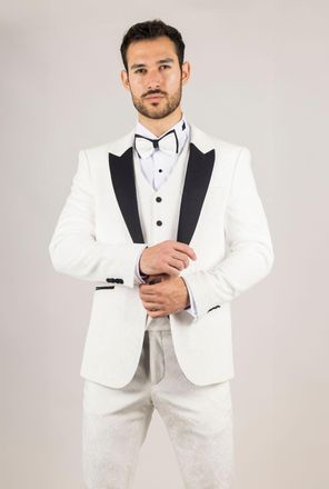 TruClothing 3 Piece Suit Velvet Paisley Shawl Collar Tailored Fit Wedding Tuxedo