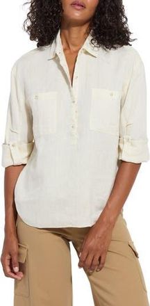 Lyss&eacute; Rose Roll Tab Linen Utility Shirt in Ecru at Nordstrom Rack, Size X-Large