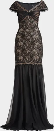 Tadashi Shoji Floral Lace Mermaid Gown