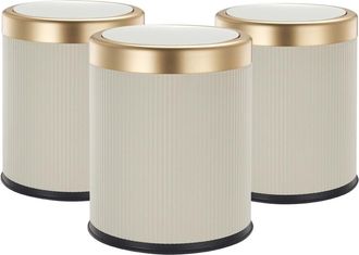 Kitchen Move 3 cubos de basura con tapa push beige 8l