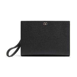 Valentino Garavani Vlogo Signature Grainy Calfskin Pouch - male - Valentino Garavani - Bags - Black - ONE SIZE - Bags