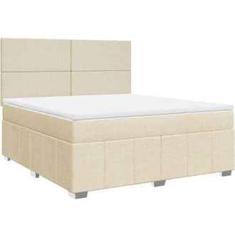 vidaXL Vidaxl - Cama Box Spring Con Colch&oacute;n Tela Color Crema 180x200 Cm